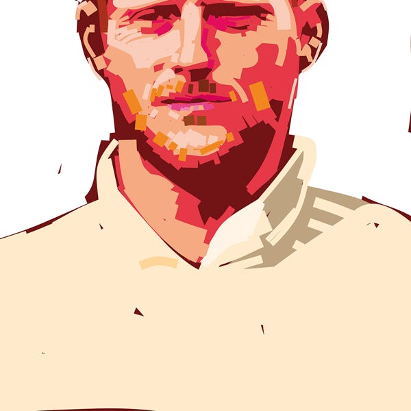 Ben Stokes:) bold and striking flat colour artwork by Nick Oliver
