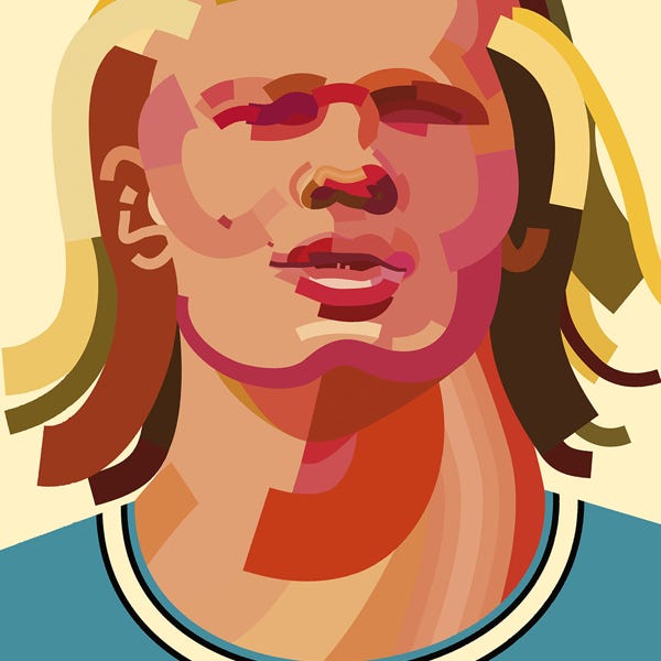 Erling Haaland:) bold and striking flat colour artwork by Nick Oliver