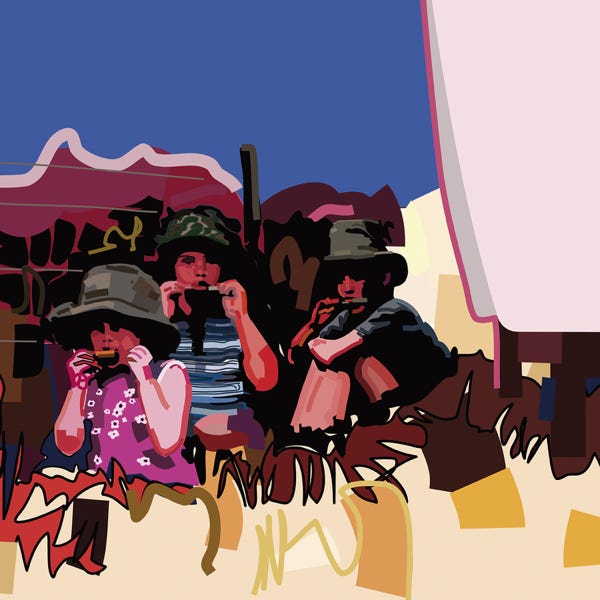 Ice lollies in the shade:) bold and striking flat colour artwork by Nick Oliver