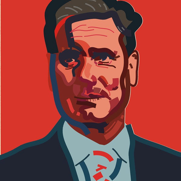 Keir Starmer:) bold and striking flat colour artwork by Nick Oliver