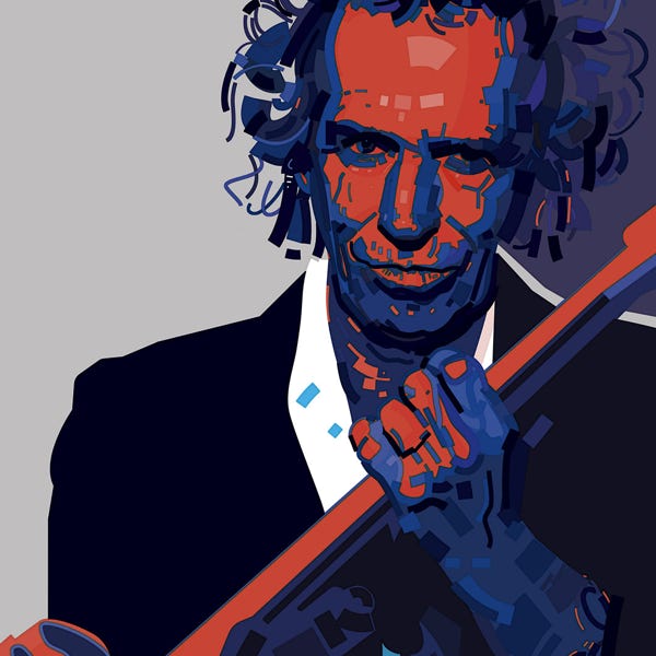 Keith Richards:) bold and striking flat colour artwork by Nick Oliver