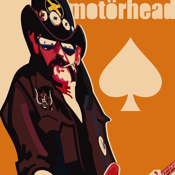 Motorhead Lemmy:) bold and striking flat colour artwork by Nick Oliver