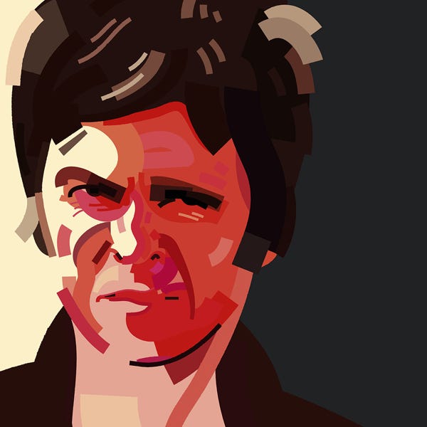 Noel Gallagher:) bold and striking flat colour artwork by Nick Oliver