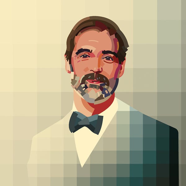 Patrick Grant Sewing Bee:) bold and striking flat colour artwork by Nick Oliver